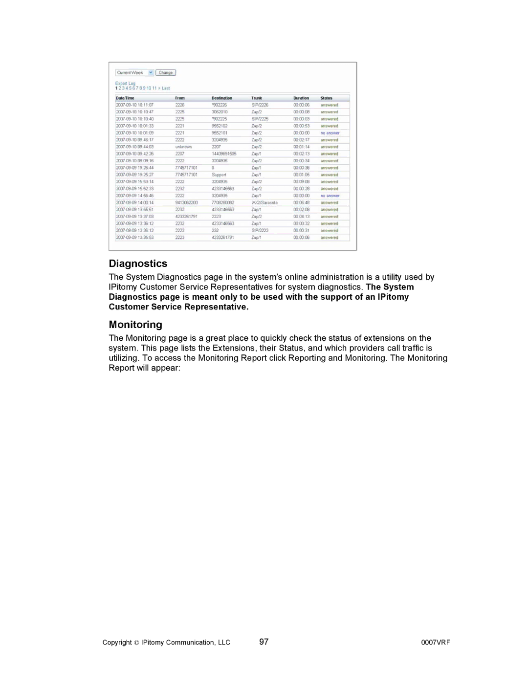 Aastra Telecom 1000 manual Diagnostics, Monitoring 