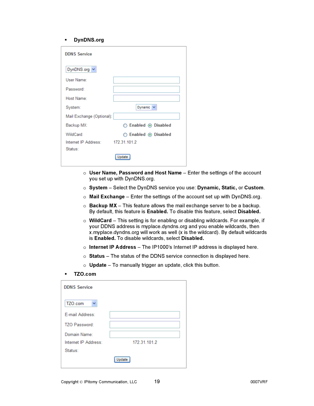 Aastra Telecom 1000 manual  DynDNS.org,  TZO.com 