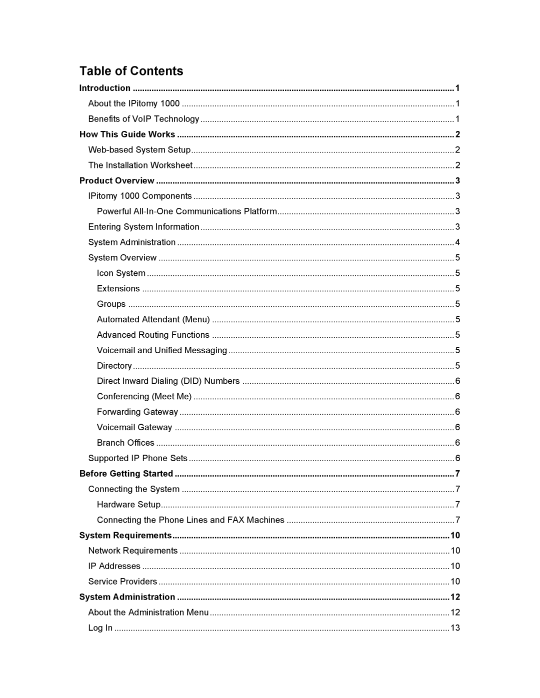 Aastra Telecom 1000 manual Table of Contents 