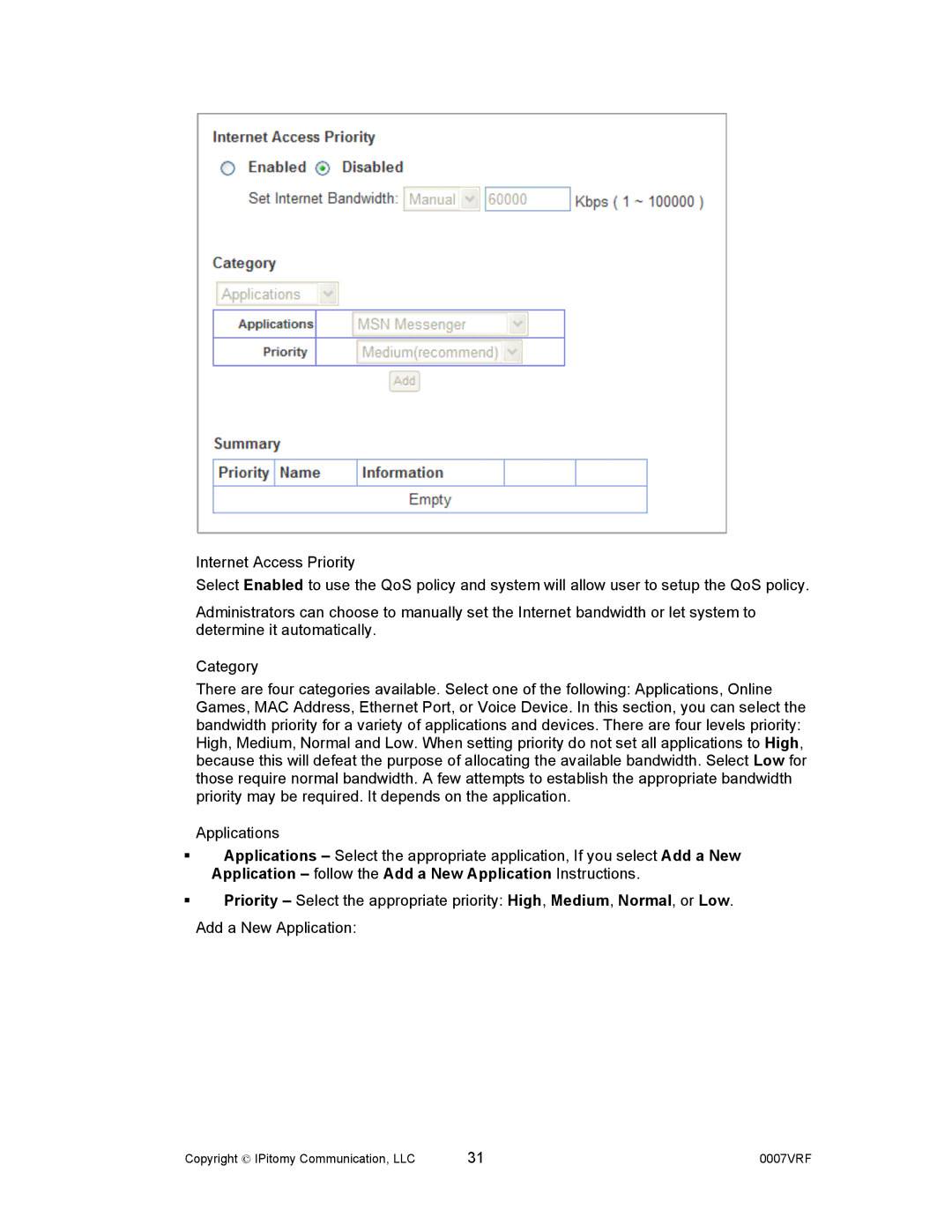 Aastra Telecom 1000 manual Copyright  IPitomy Communication, LLC 0007VRF 