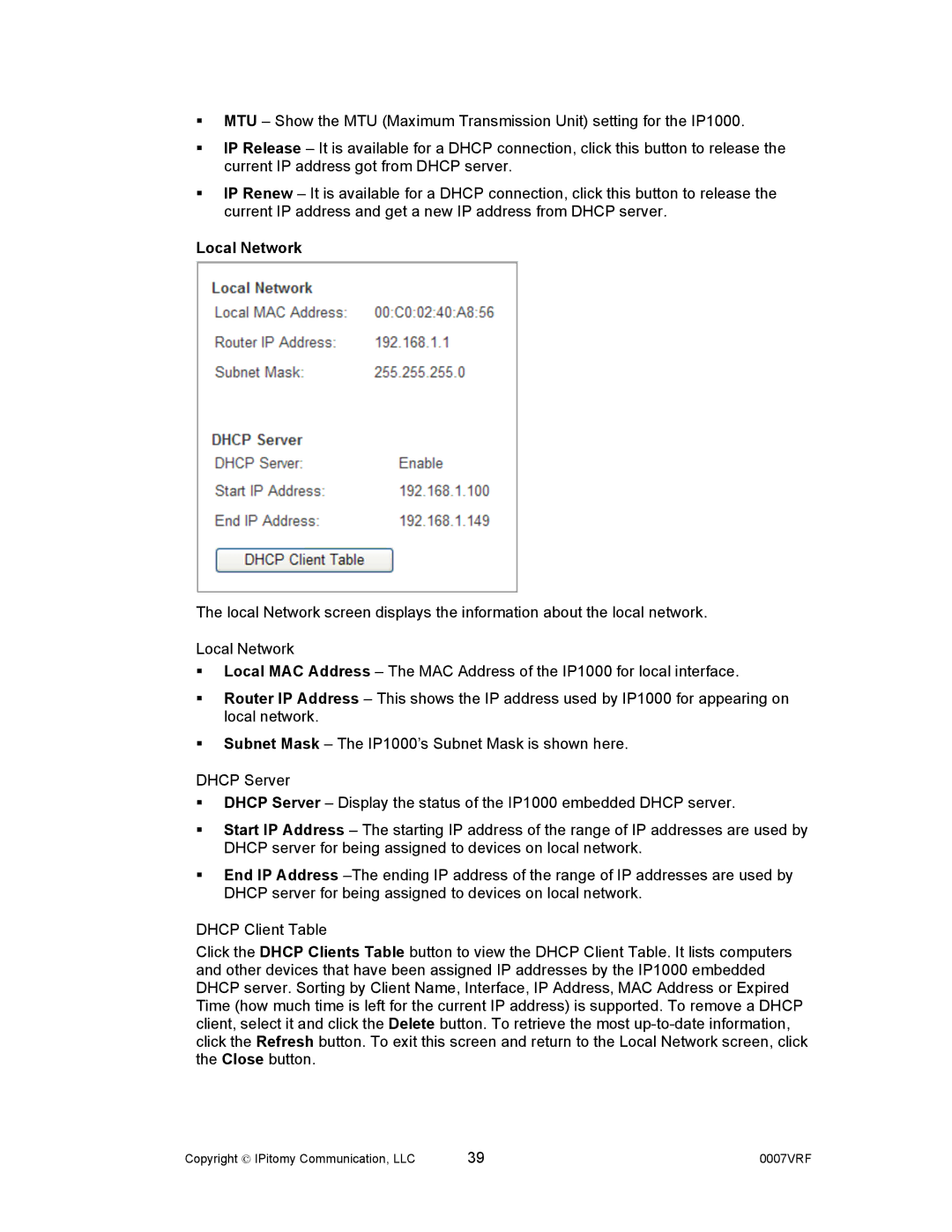 Aastra Telecom 1000 manual Local Network 