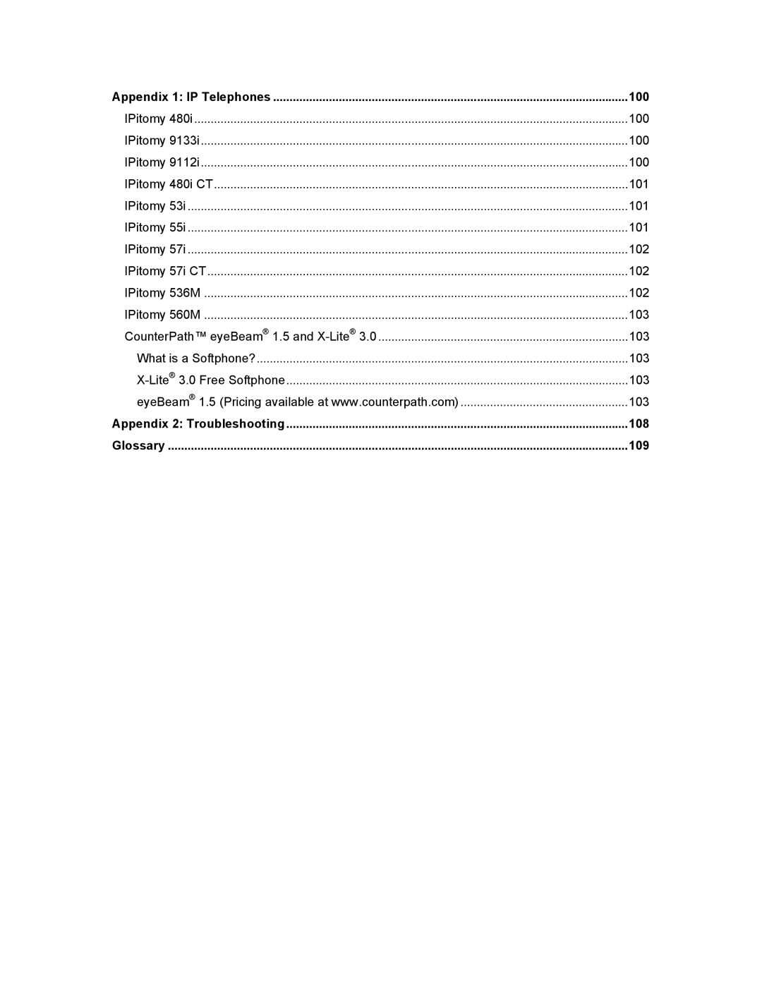 Aastra Telecom 1000 manual 108, 109 