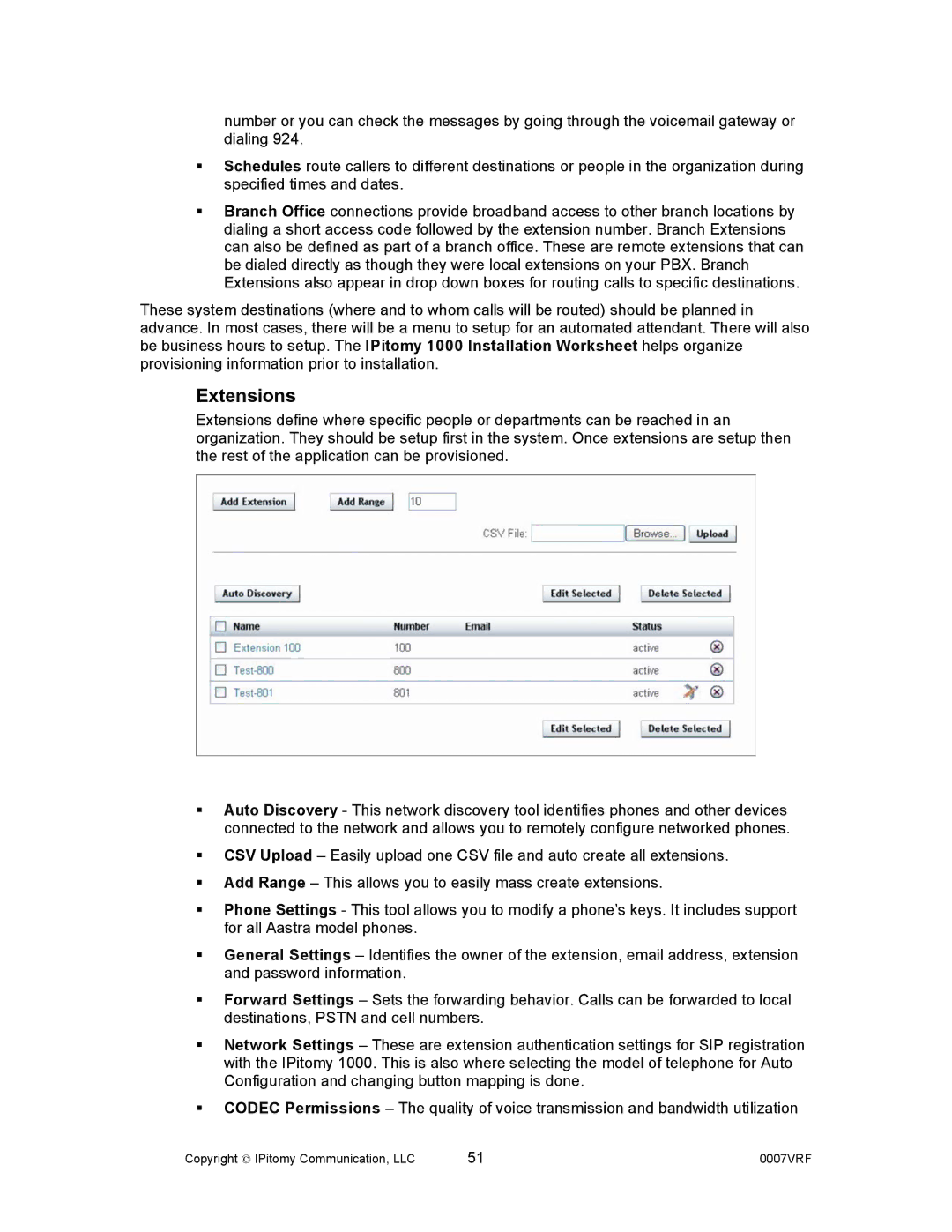 Aastra Telecom 1000 manual Extensions 