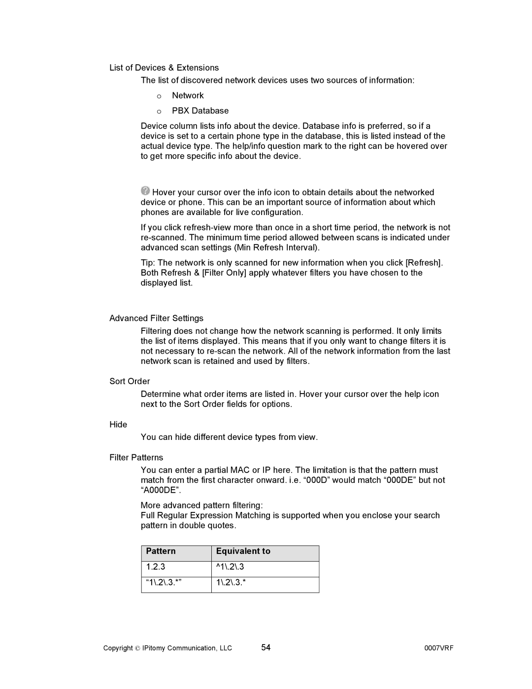 Aastra Telecom 1000 manual Pattern Equivalent to 