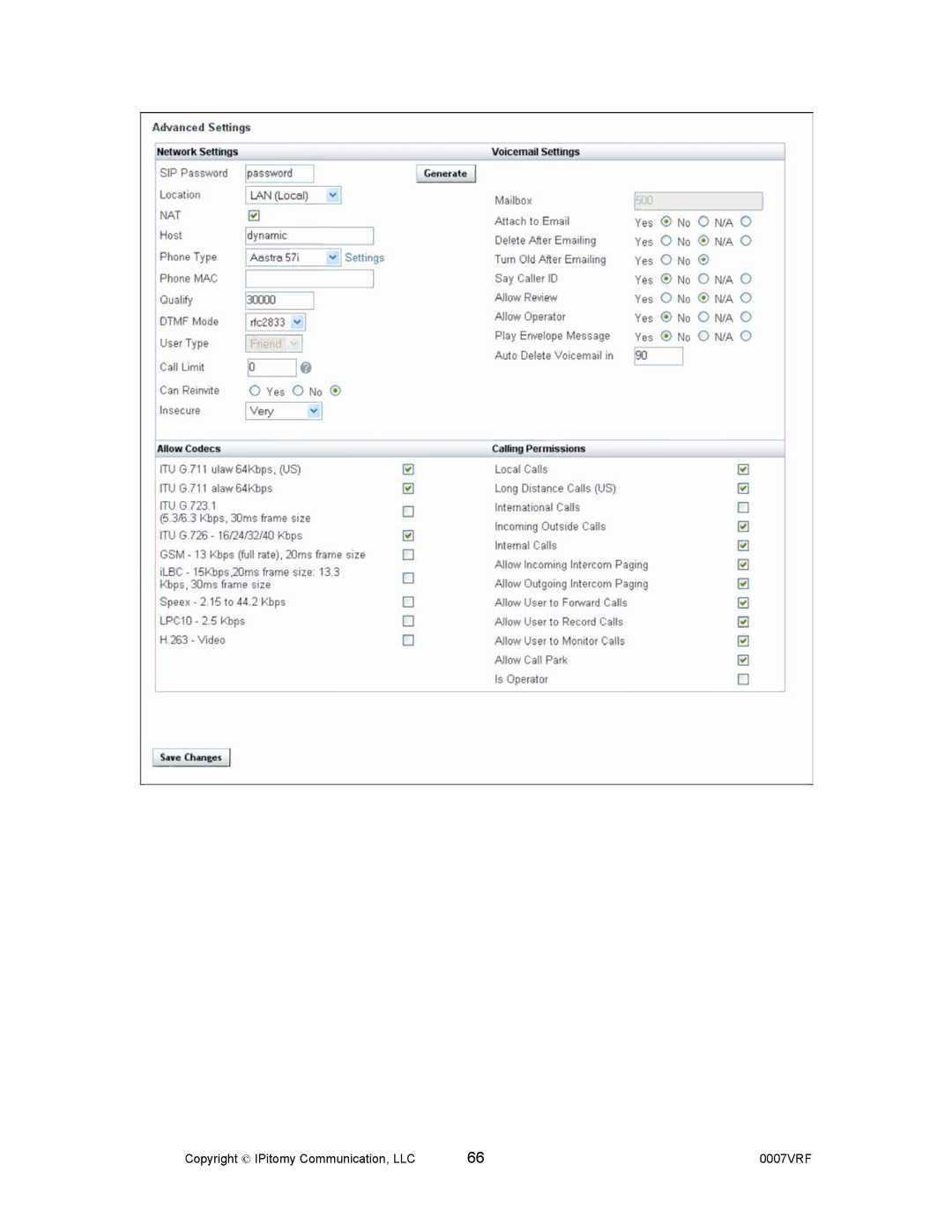 Aastra Telecom 1000 manual Copyright  IPitomy Communication, LLC 0007VRF 