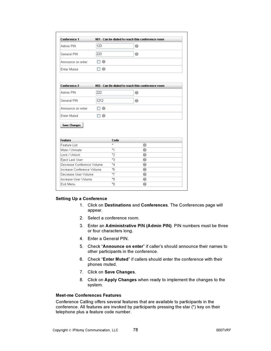 Aastra Telecom 1000 manual Setting Up a Conference, Meet-me Conferences Features 