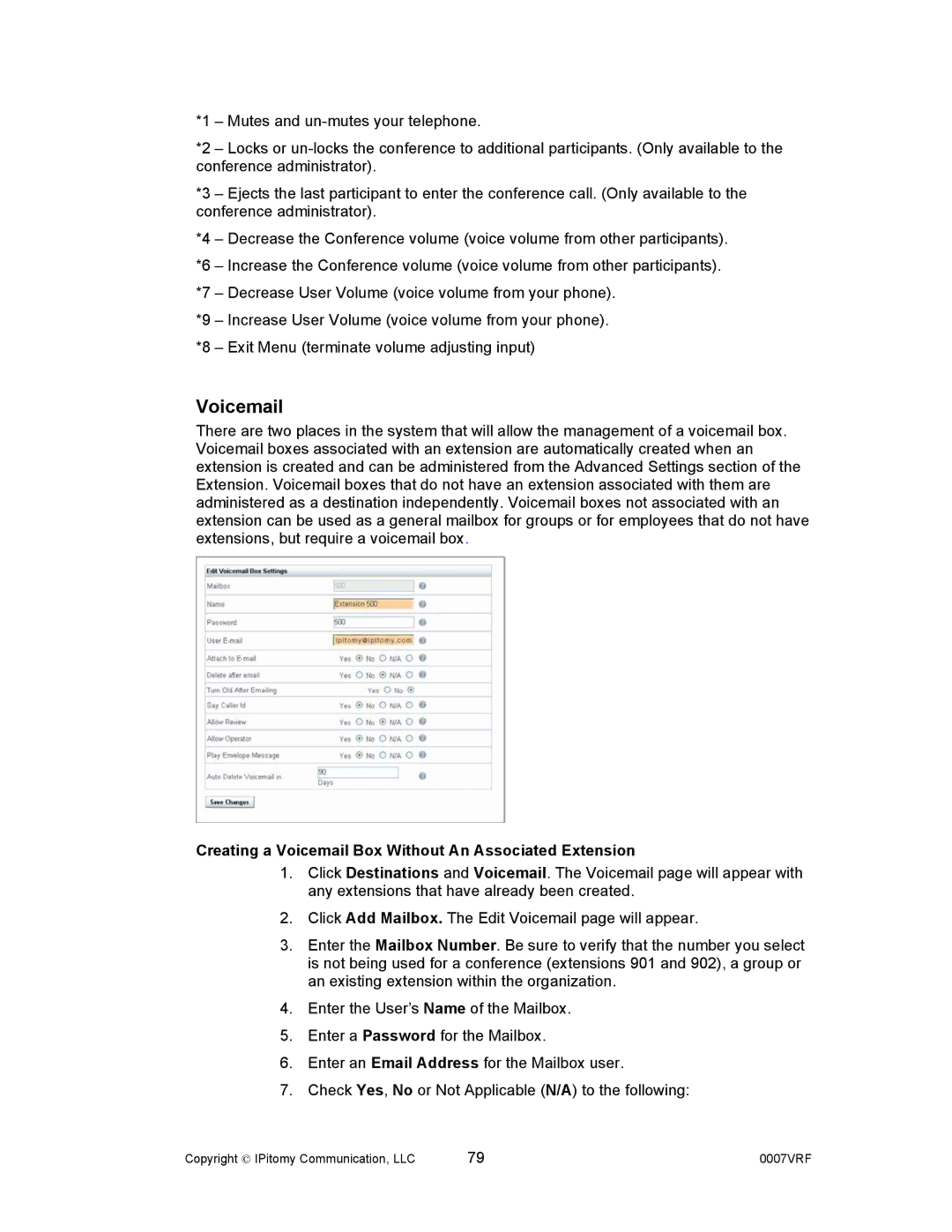 Aastra Telecom 1000 manual Creating a Voicemail Box Without An Associated Extension 