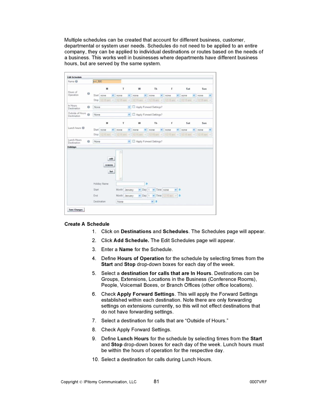 Aastra Telecom 1000 manual Create a Schedule 