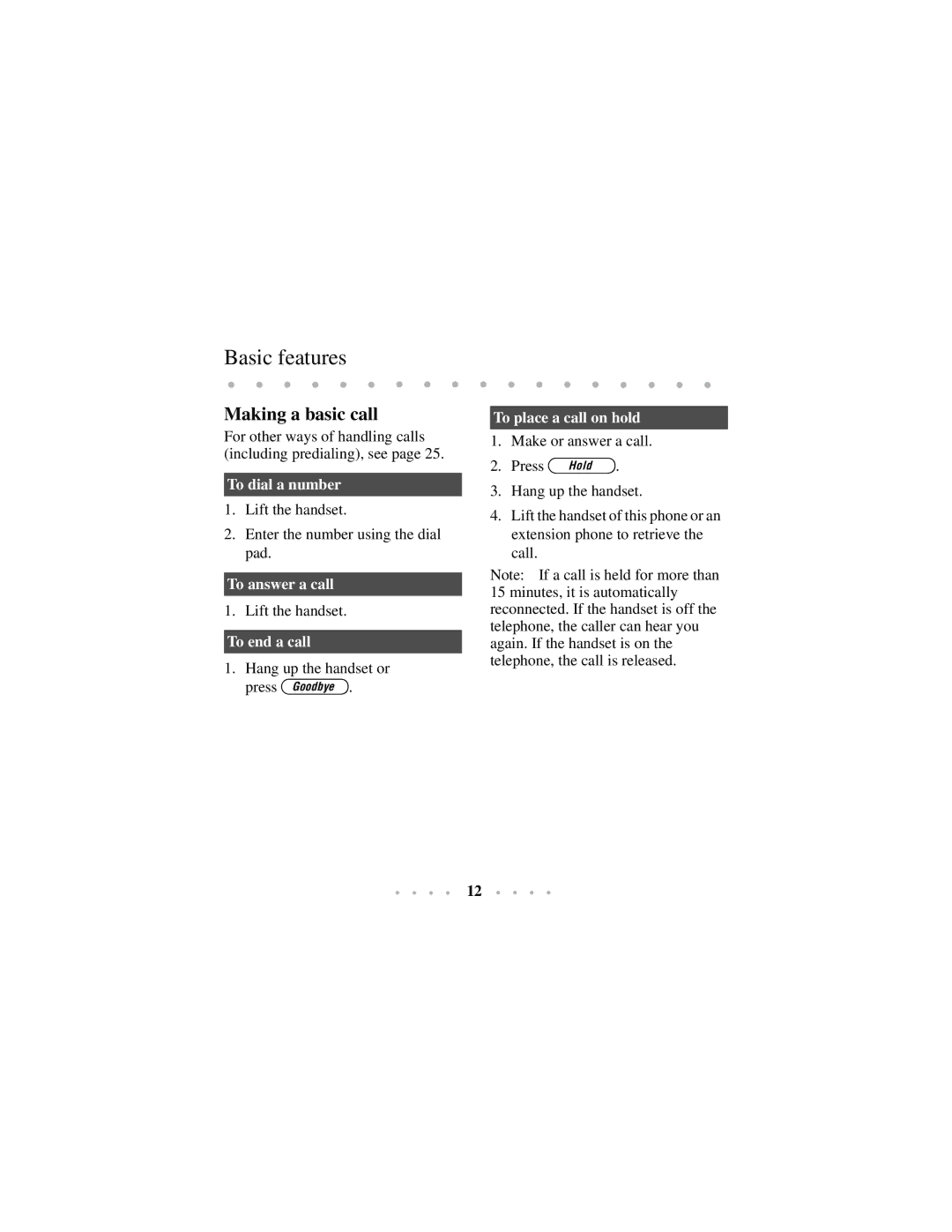 Aastra Telecom 350 manual Basic features, Making a basic call 