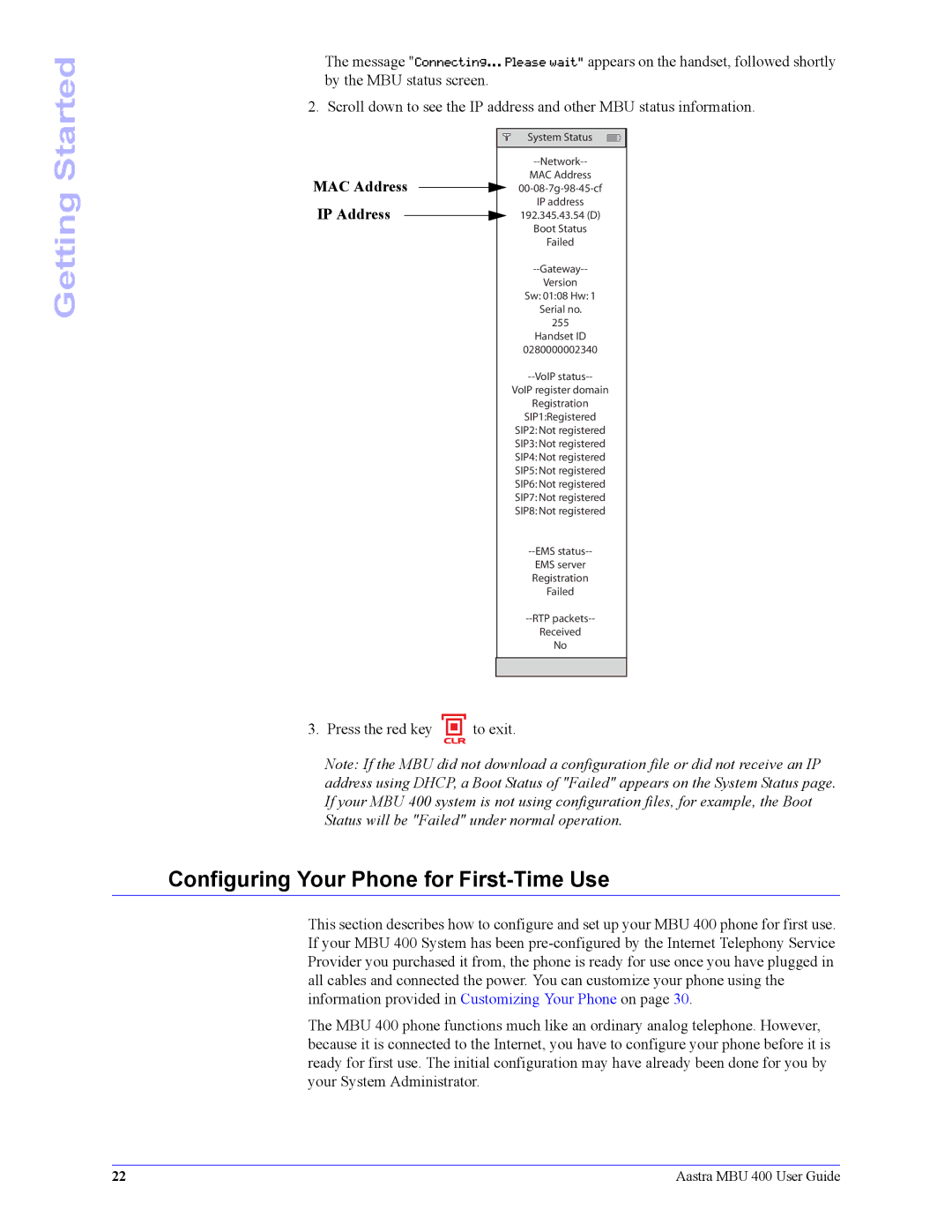 Aastra Telecom 41-001286-00 manual Started, Getting, Configuring Your Phone for First-Time Use 