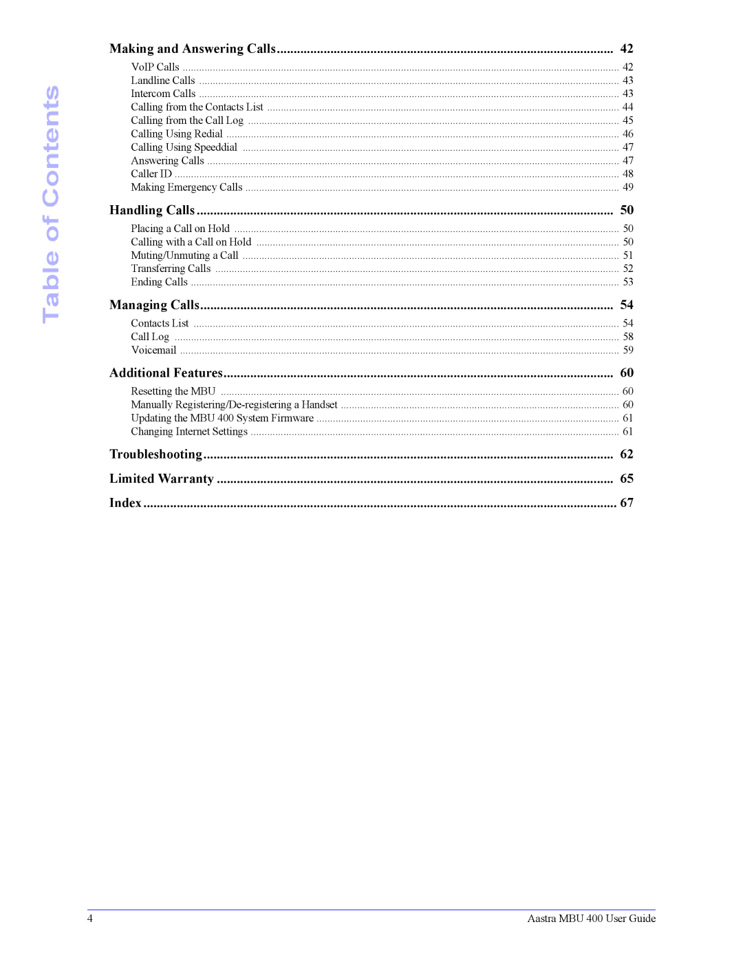 Aastra Telecom 41-001286-00 manual Managing Calls 