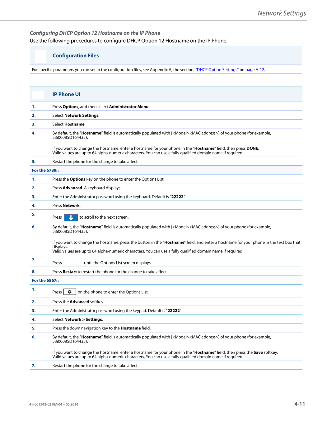 Aastra Telecom 41-001343-02 manual Configuring Dhcp Option 12 Hostname on the IP Phone 