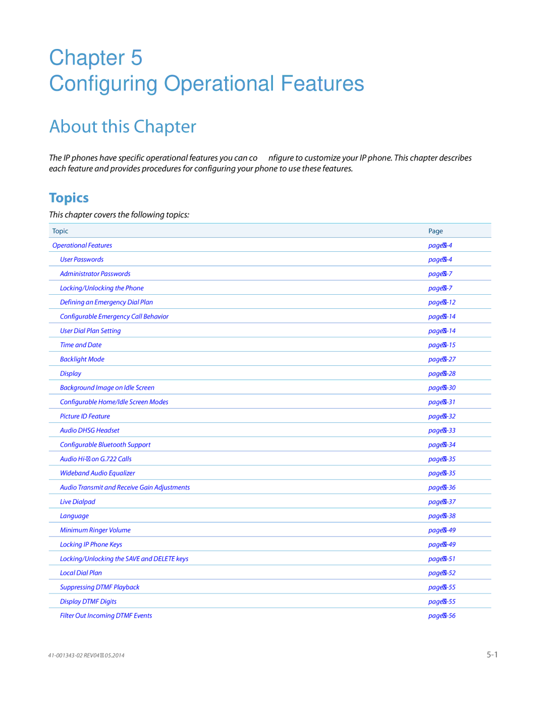 Aastra Telecom 41-001343-02 manual Chapter Configuring Operational Features 