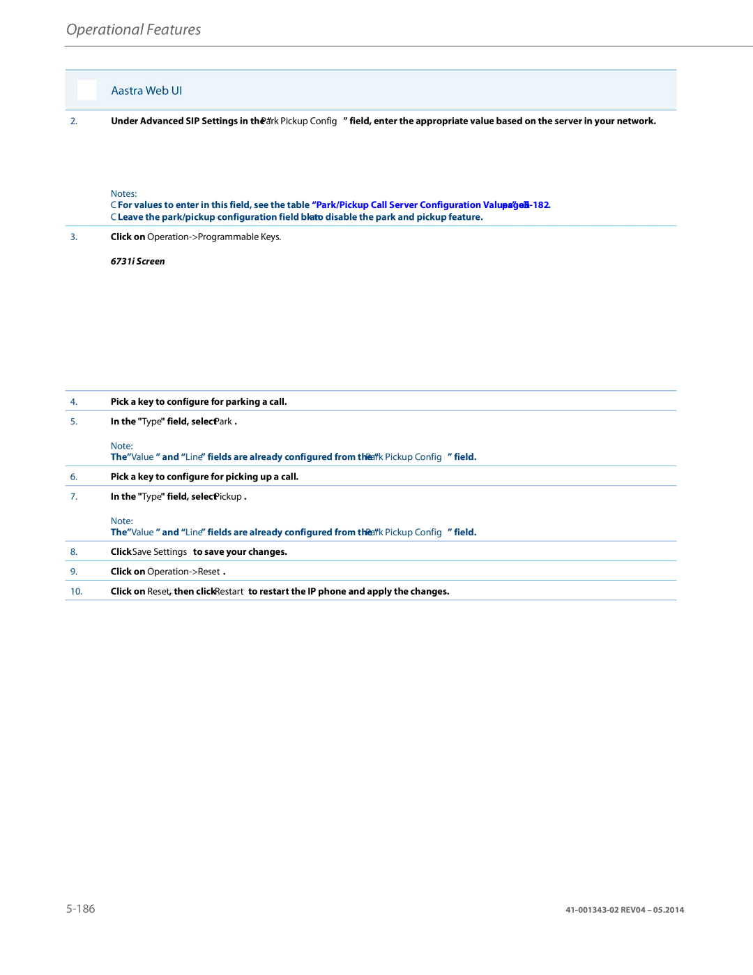 Aastra Telecom 41-001343-02 manual Click on Operation-Programmable Keys, 6731i Screen 