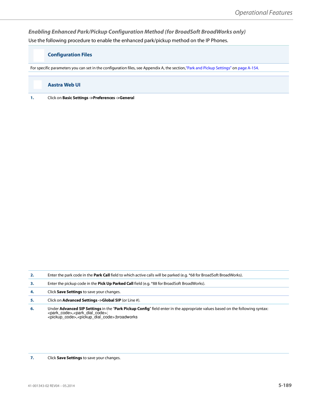 Aastra Telecom 41-001343-02 manual Click on Basic Settings -Preferences -General 