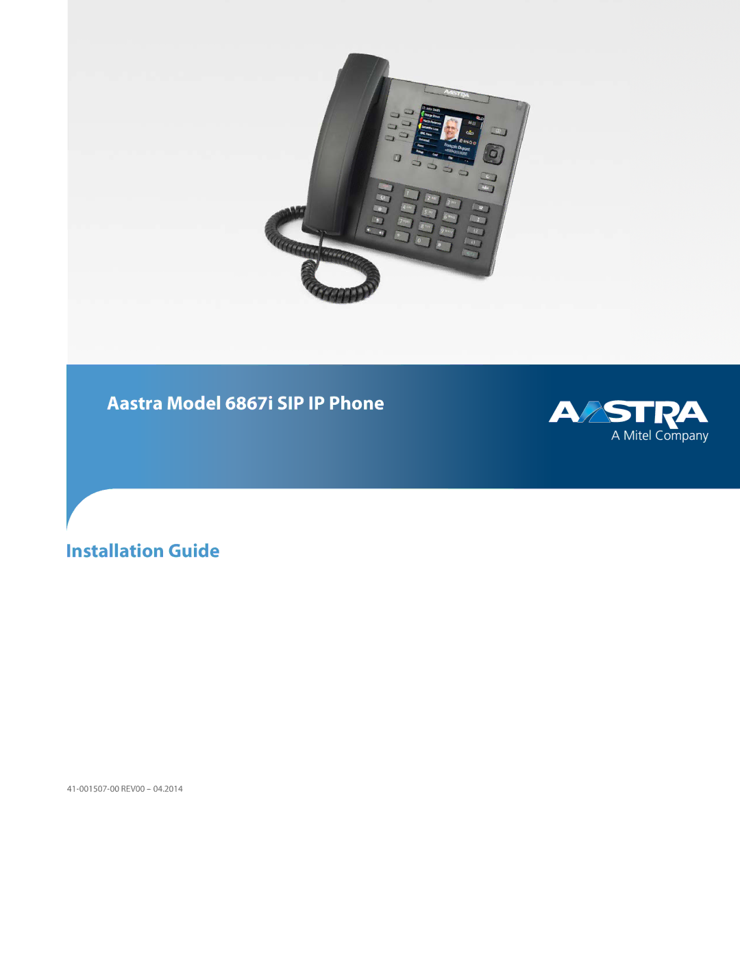 Aastra Telecom 41-001507-00 manual Aastra Model 6867i SIP IP Phone 