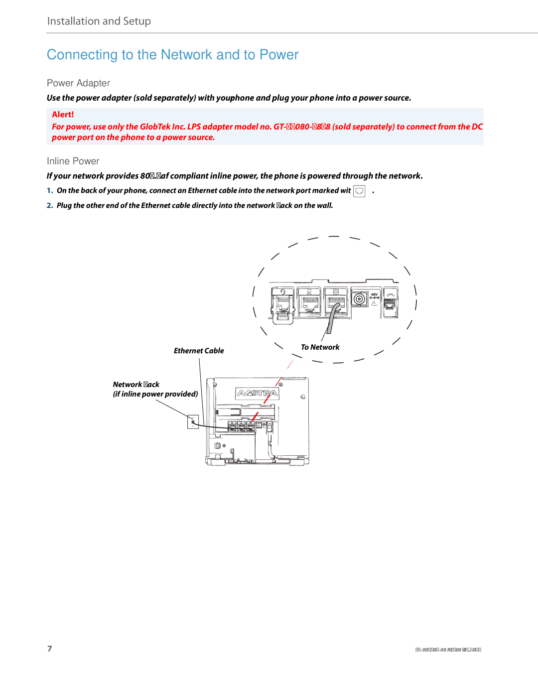 Aastra Telecom 41-001507-00 manual Connecting to the Network and to Power, Power Adapter, Inline Power 