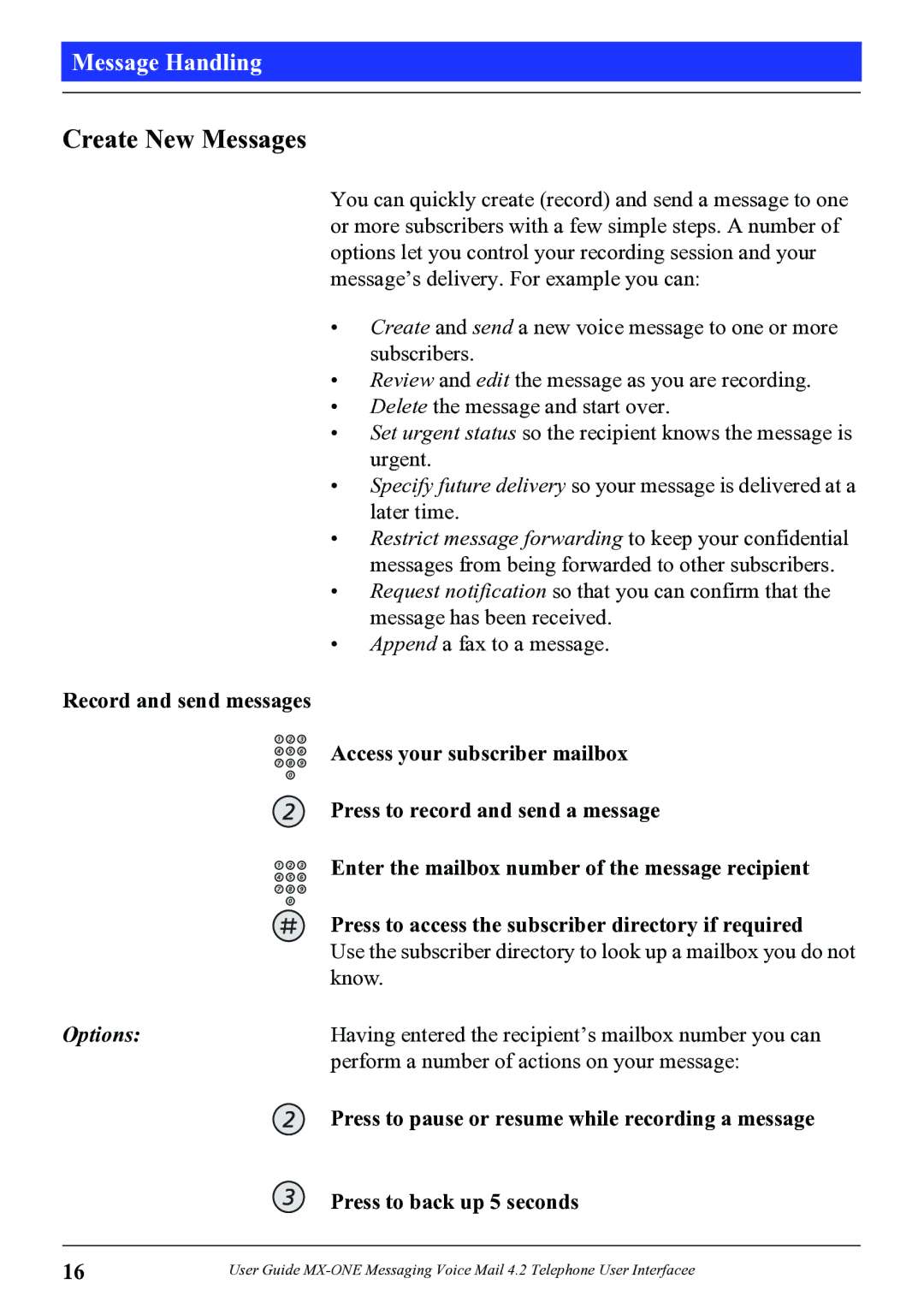 Aastra Telecom 4.2 manual Create New Messages 