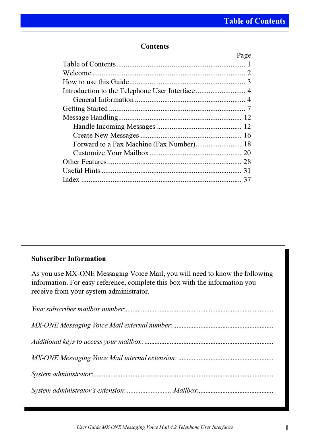 Aastra Telecom 4.2 manual Table of Contents 