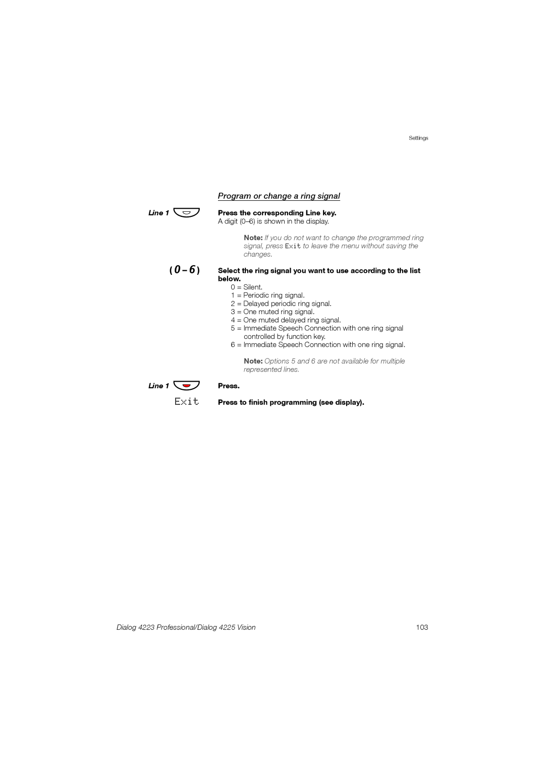 Aastra Telecom 4223, 4225 manual Program or change a ring signal, Press the corresponding Line key 