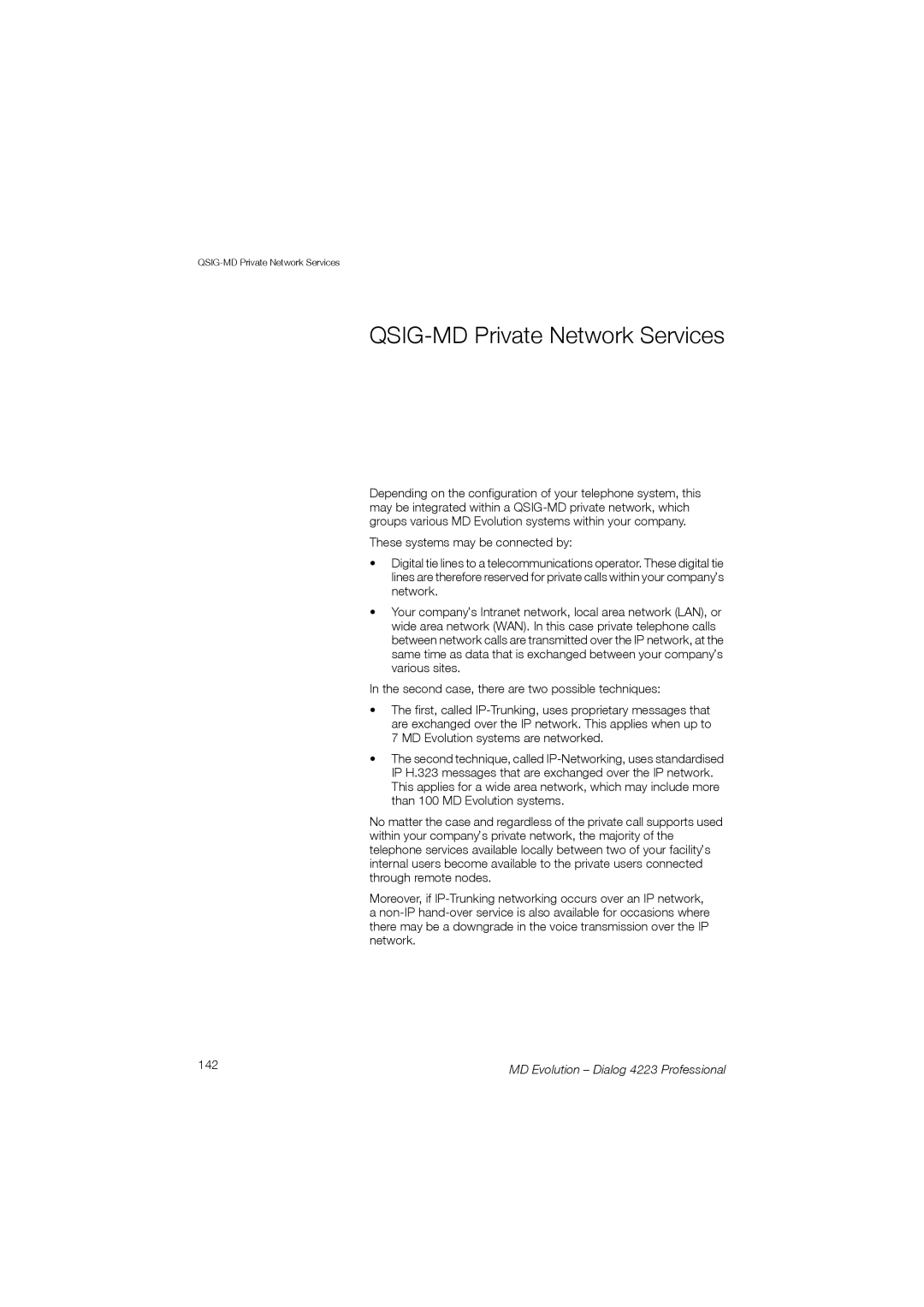 Aastra Telecom 4223 manual QSIG-MD Private Network Services, 142 