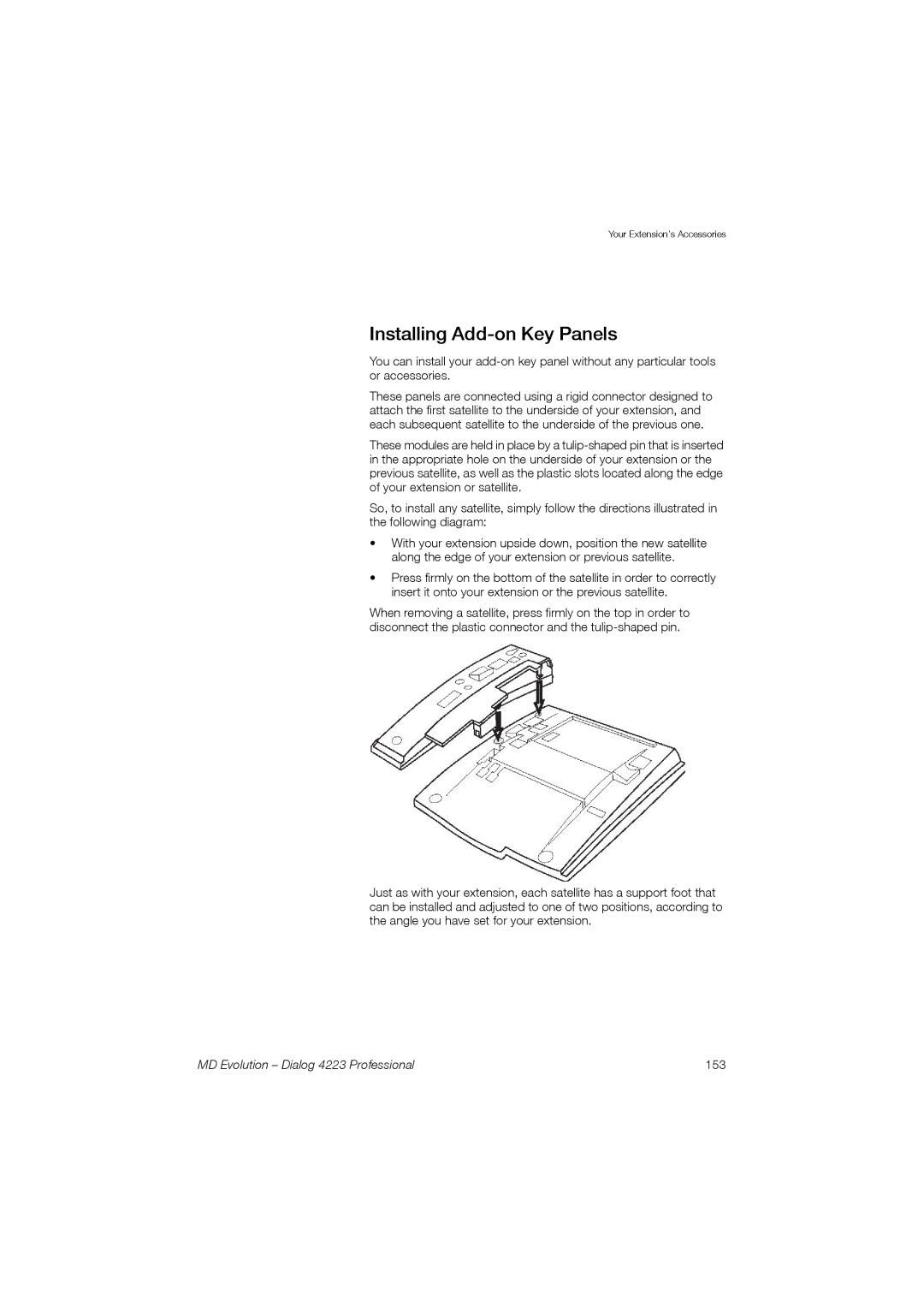 Aastra Telecom manual Installing Add-on Key Panels, MD Evolution Dialog 4223 Professional 153 