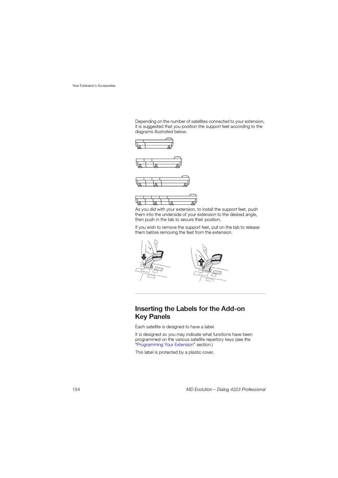 Aastra Telecom 4223 manual Inserting the Labels for the Add-on Key Panels, 154 