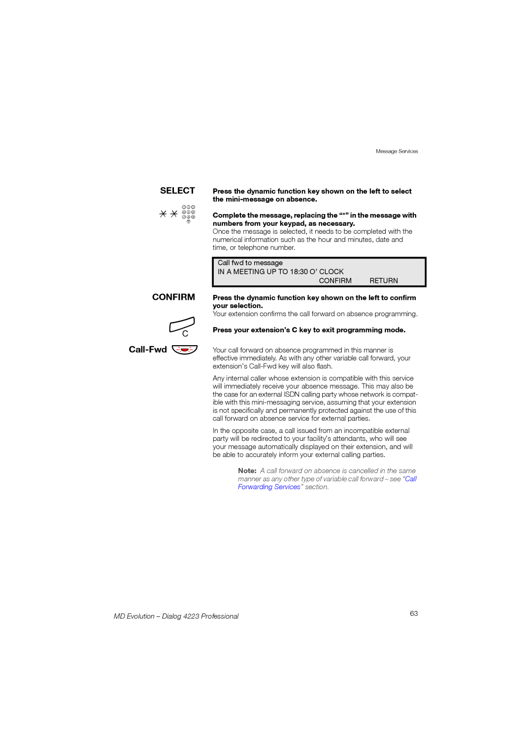 Aastra Telecom 4223 manual Select Confirm, Press your extension’s C key to exit programming mode 