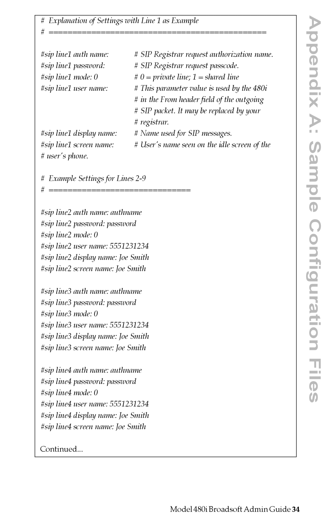 Aastra Telecom 480i BROADSOFT manual Appendix a Sample Configuration Files 