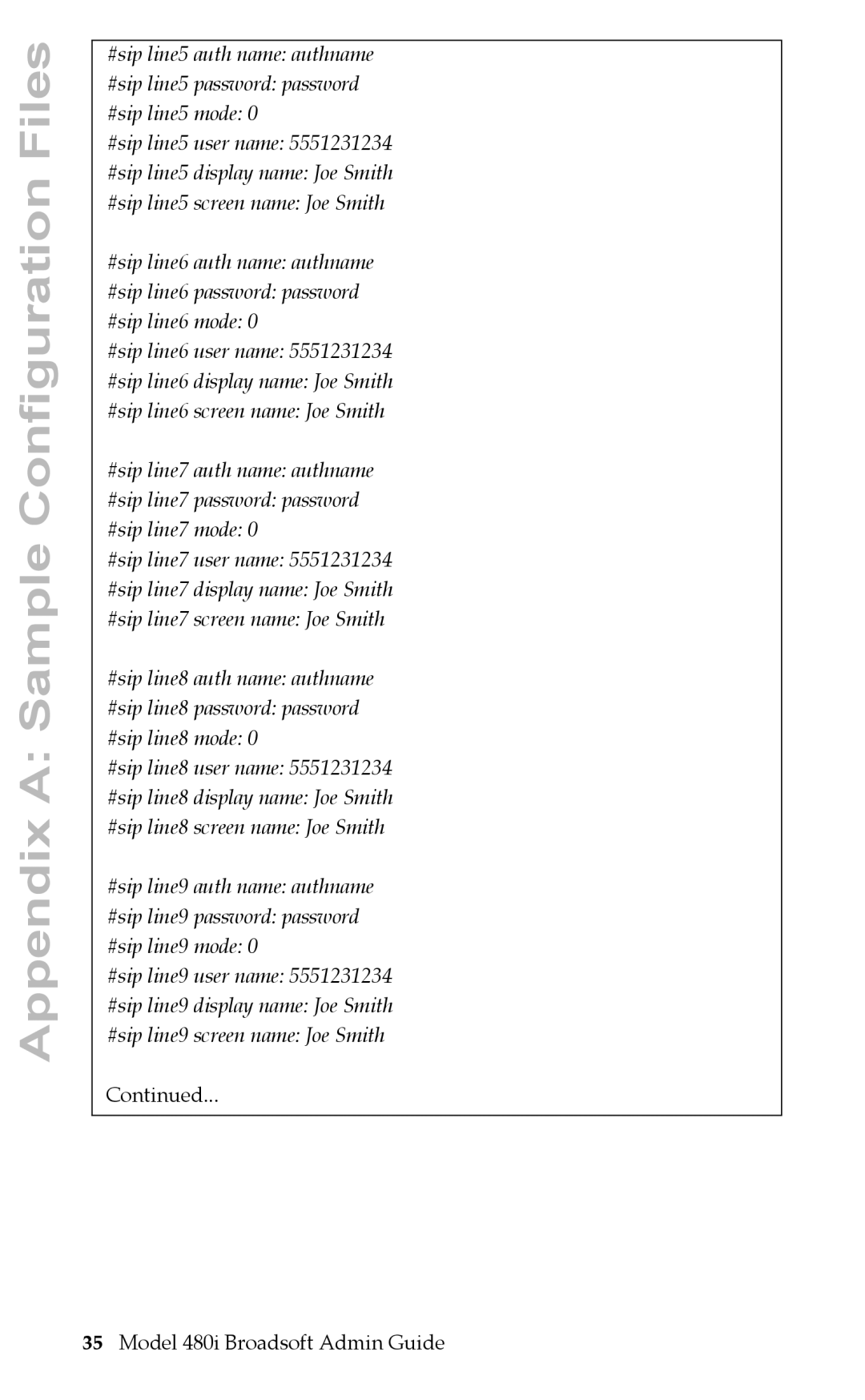 Aastra Telecom 480i BROADSOFT manual Appendix a Sample Configuration Files 