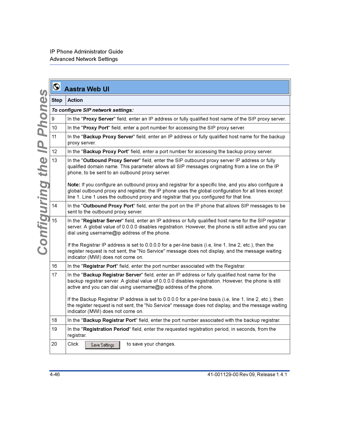 Aastra Telecom 480I CT manual To configure SIP network settings 