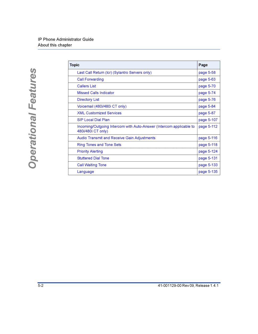 Aastra Telecom 480I CT manual Features 