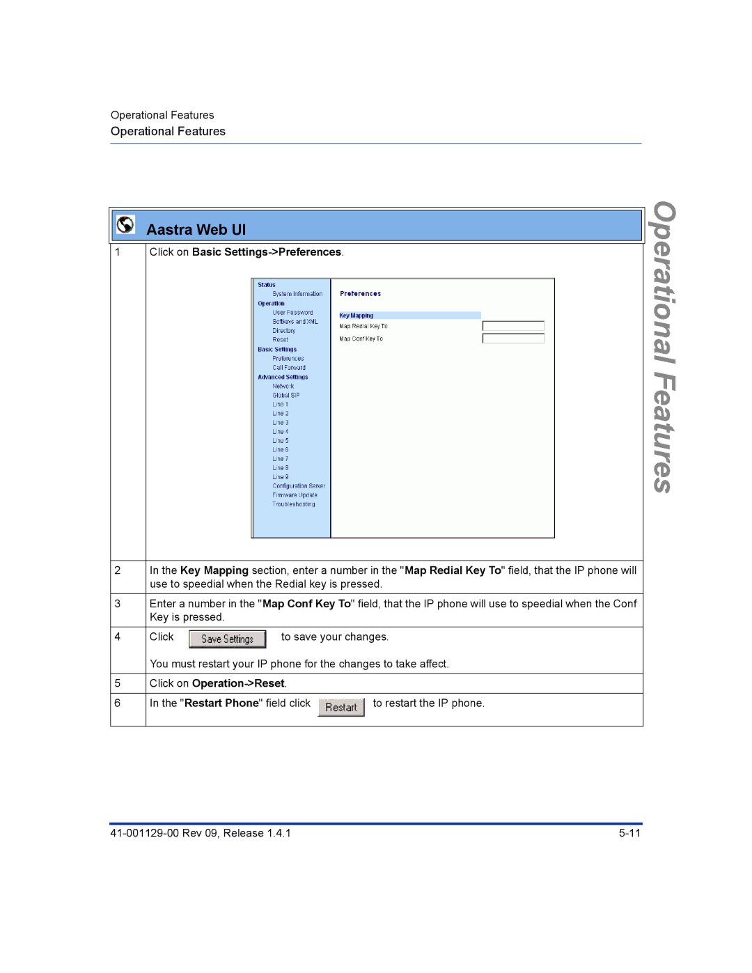 Aastra Telecom 480I CT manual Click on Basic Settings-Preferences, Click on Operation-Reset 