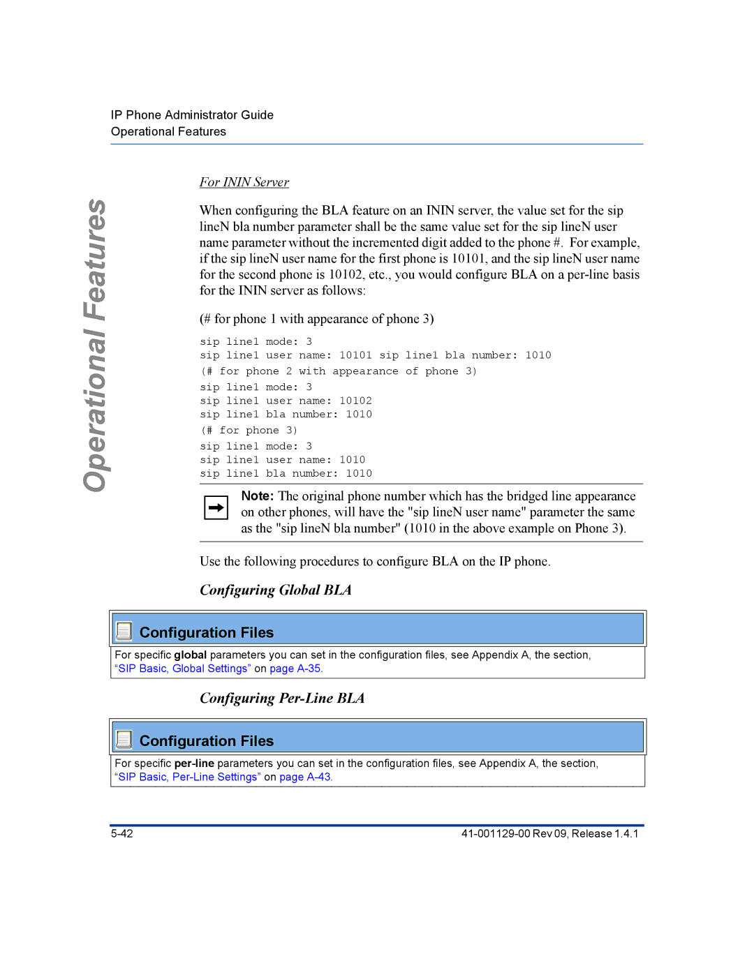 Aastra Telecom 480I CT manual Configuring Global BLA 