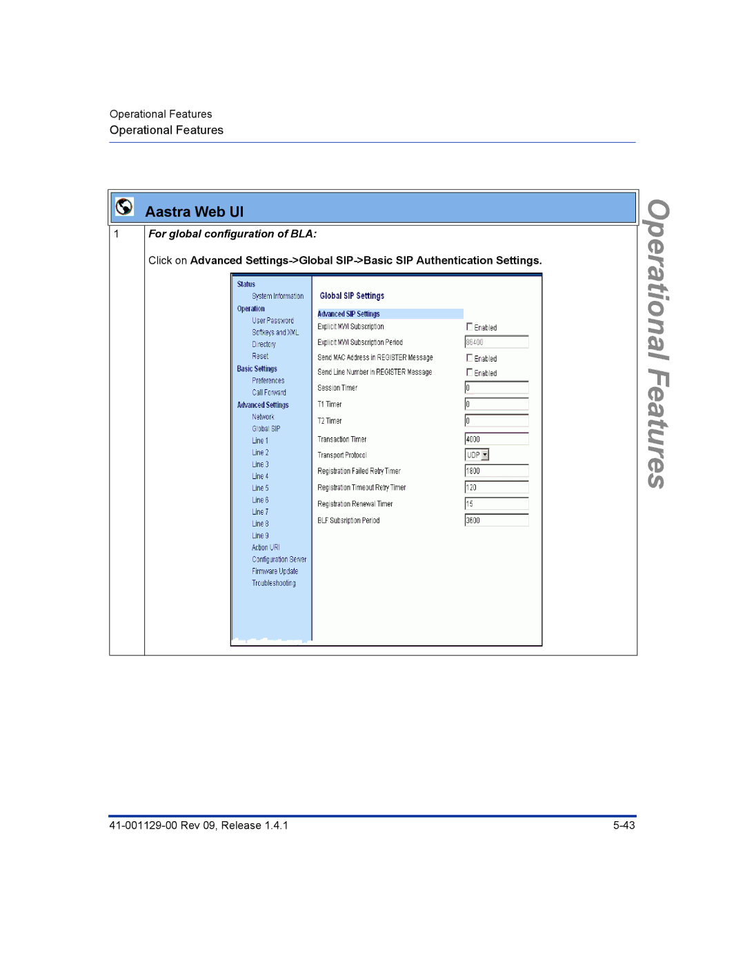 Aastra Telecom 480I CT manual For global configuration of BLA 