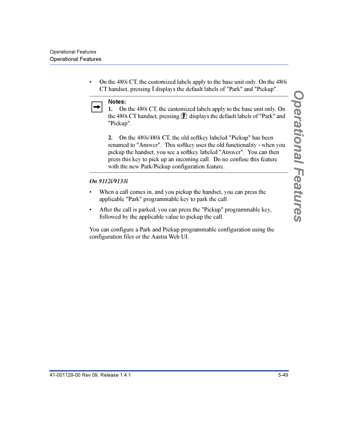 Aastra Telecom 480I CT manual On 9112i/9133i 