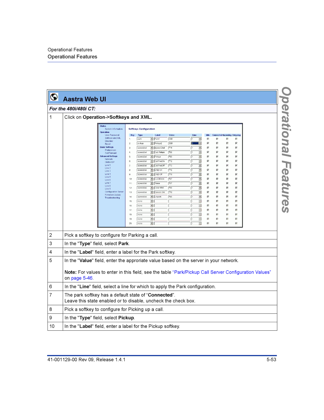 Aastra Telecom 480I CT manual Aastra Web UI 