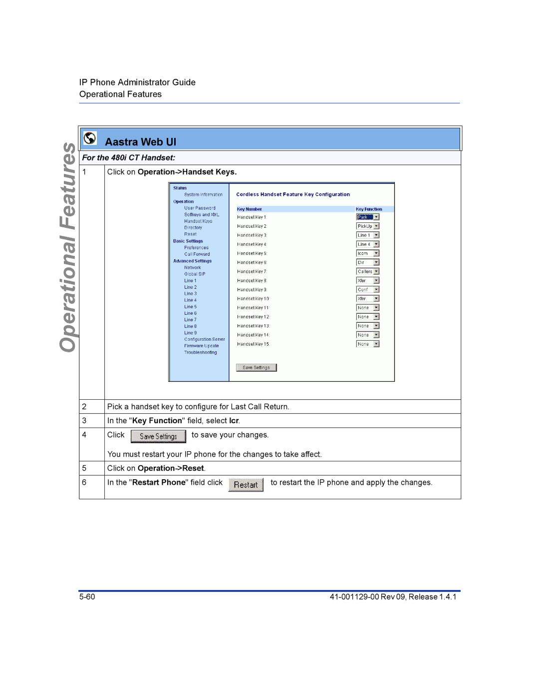 Aastra Telecom 480I CT manual For the 480i CT Handset 