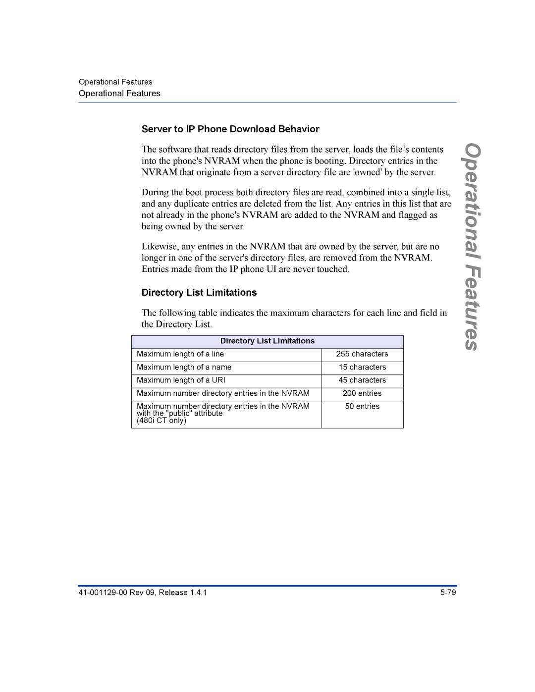 Aastra Telecom 480I CT manual Server to IP Phone Download Behavior, Directory List Limitations 