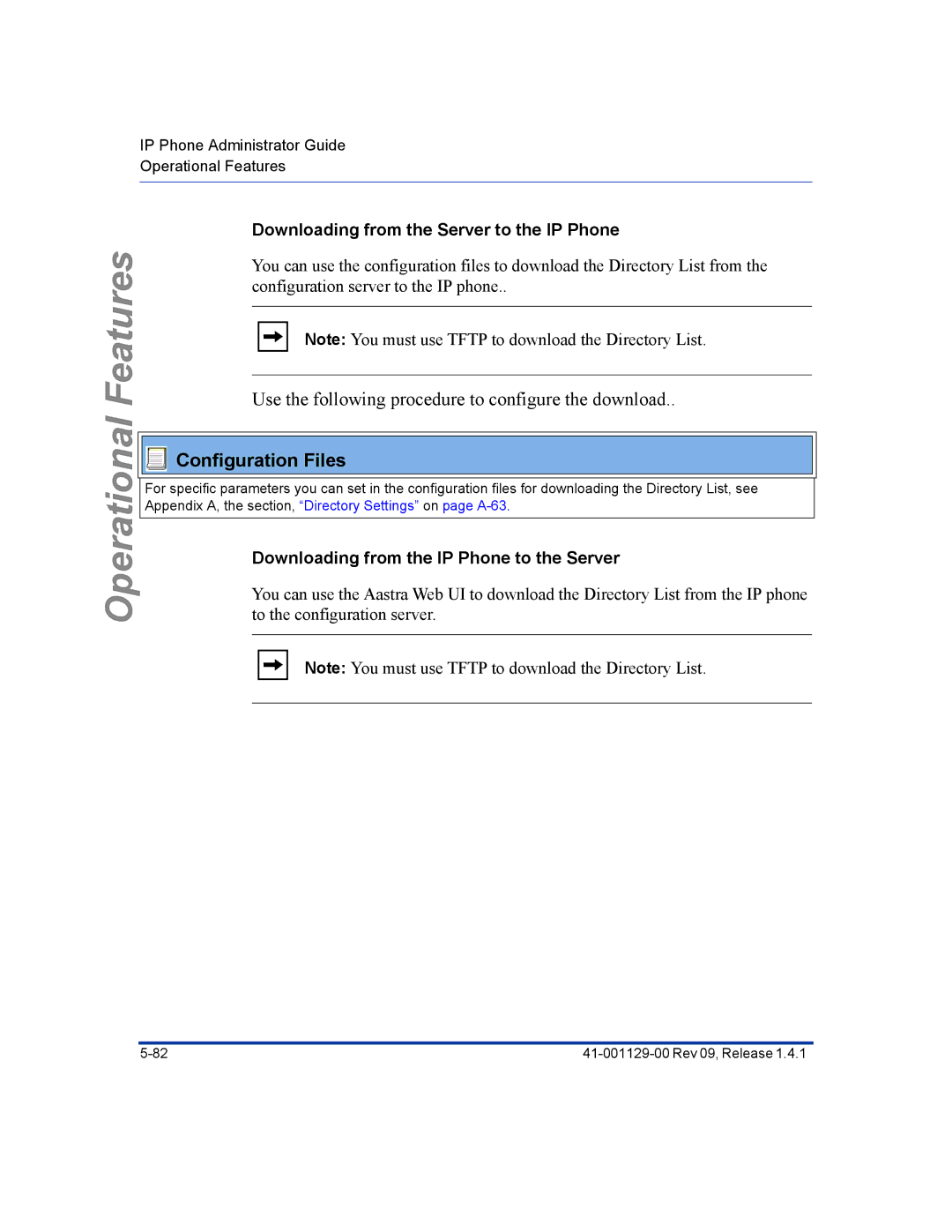 Aastra Telecom 480I CT manual Downloading from the Server to the IP Phone, Downloading from the IP Phone to the Server 