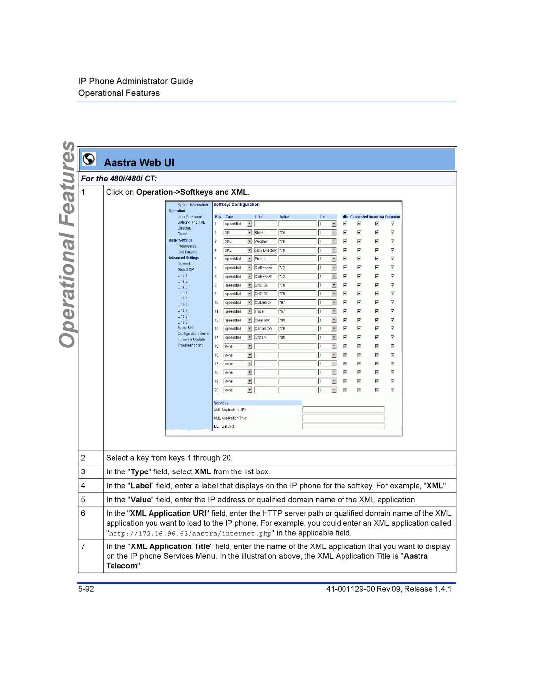 Aastra Telecom 480I CT manual Aastra Web UI 