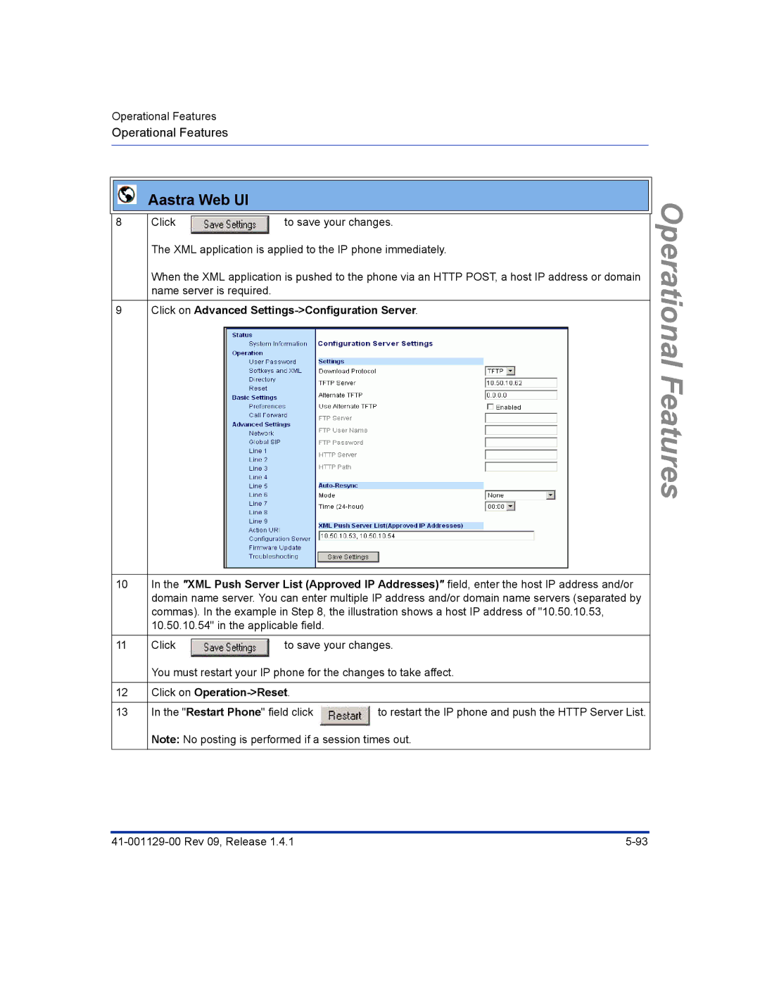 Aastra Telecom 480I CT manual Restart Phone field click 