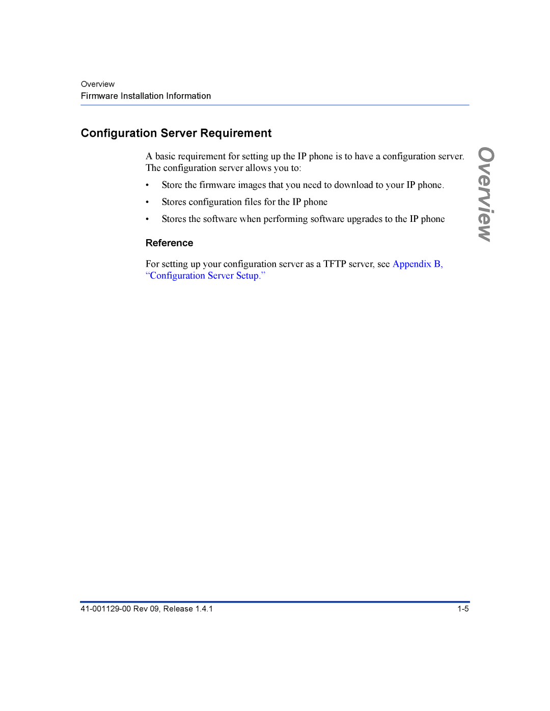 Aastra Telecom 480I CT manual Configuration Server Requirement, Reference 