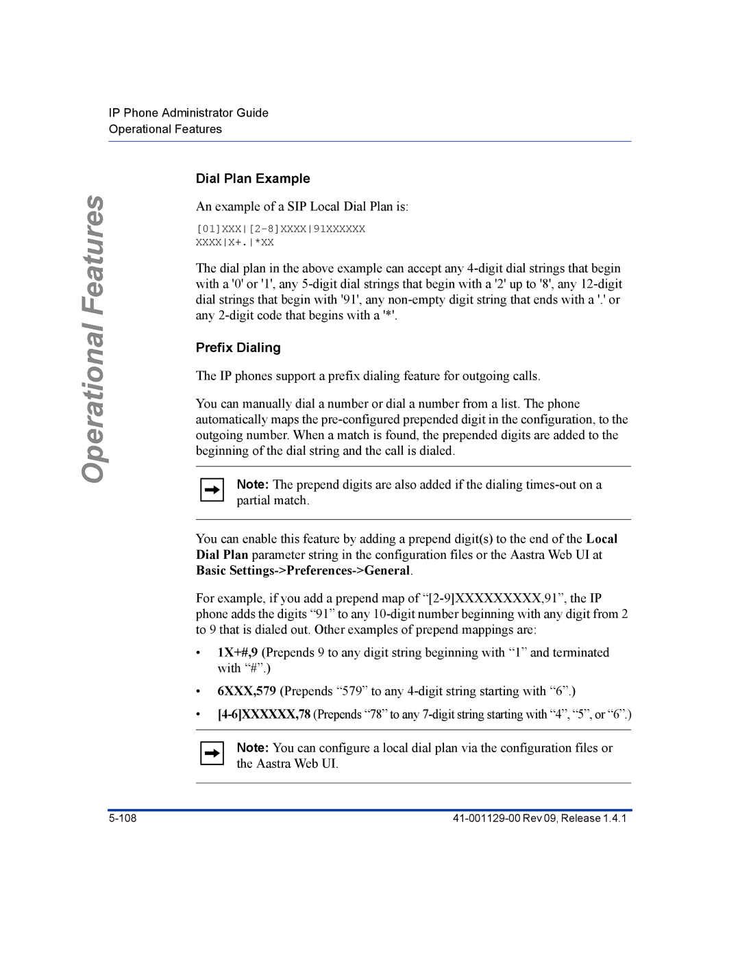 Aastra Telecom 480I CT manual Dial Plan Example, Prefix Dialing 