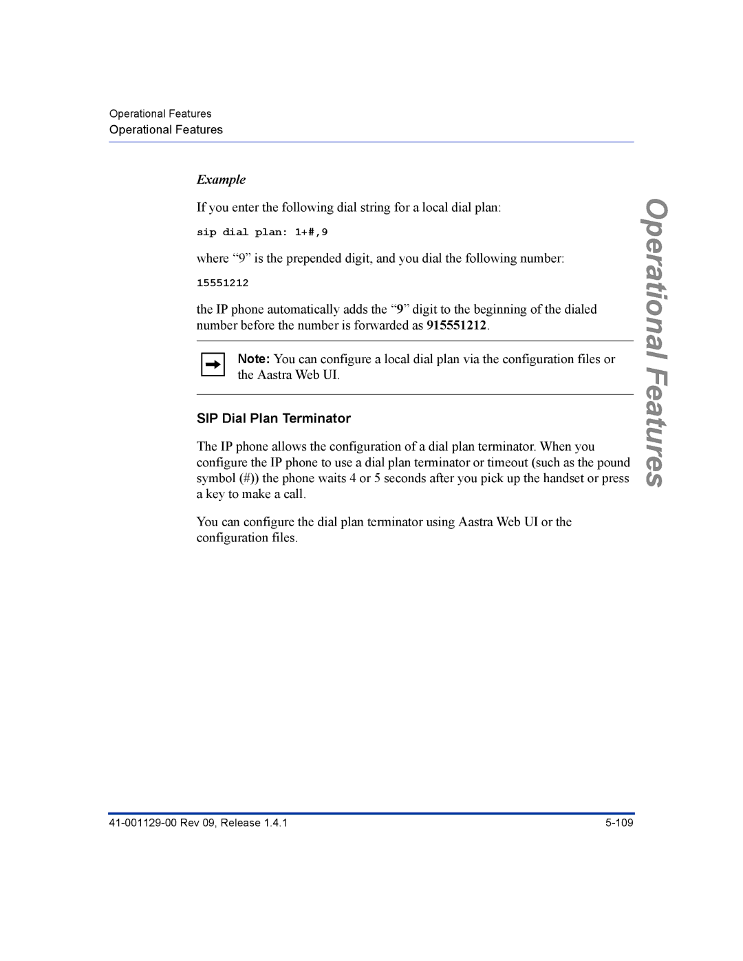 Aastra Telecom 480I CT manual Example, SIP Dial Plan Terminator 