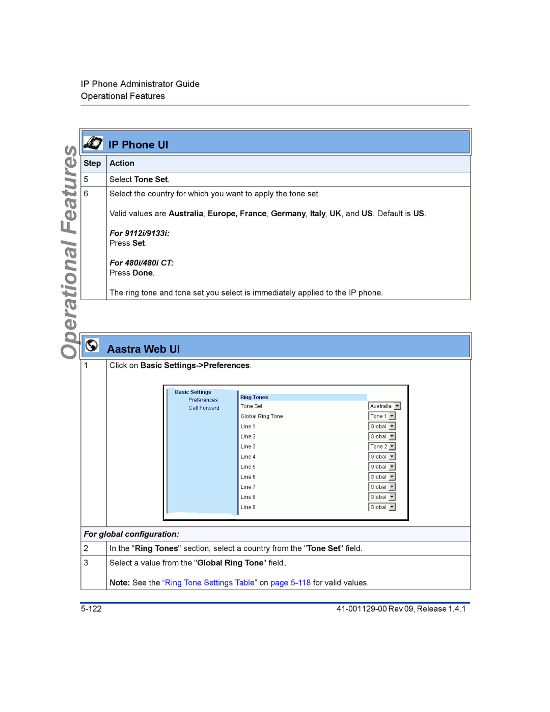 Aastra Telecom 480I CT manual Click on Basic Settings-Preferences, For global configuration 