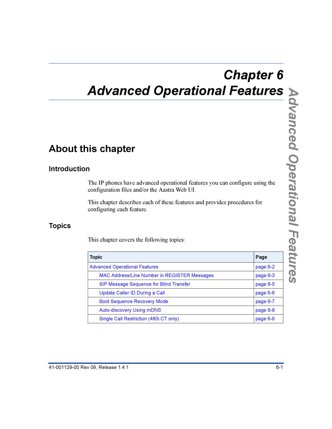 Aastra Telecom 480I CT manual Advanced Operational Features 