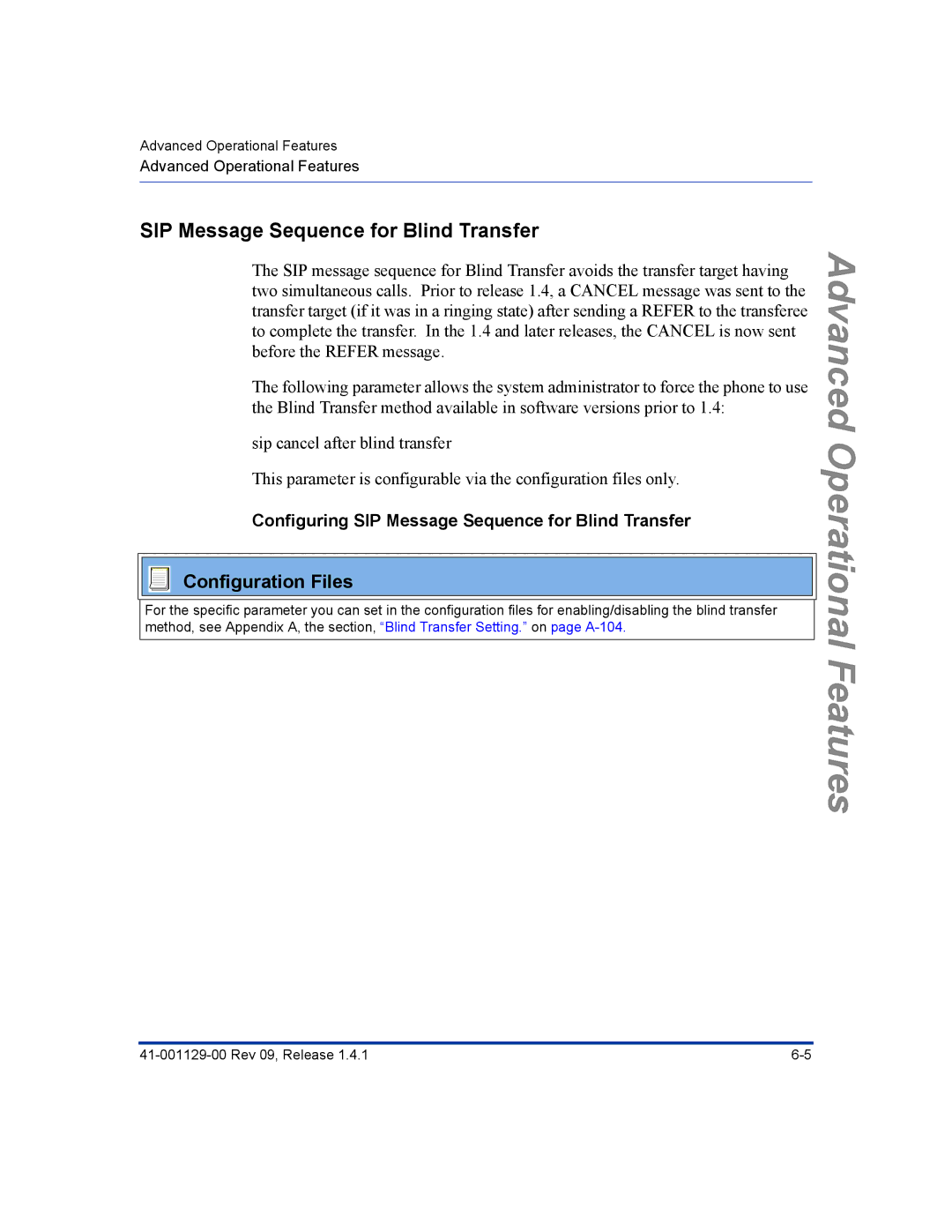 Aastra Telecom 480I CT manual Configuring SIP Message Sequence for Blind Transfer 