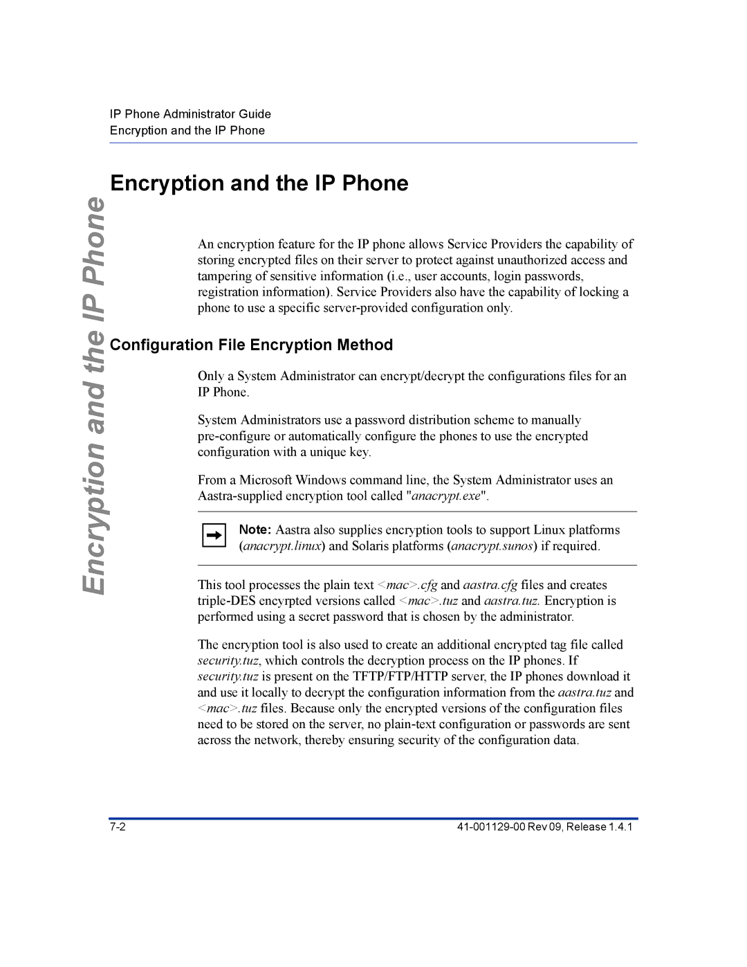 Aastra Telecom 480I CT manual Encryption and the IP Phone, Configuration File Encryption Method 