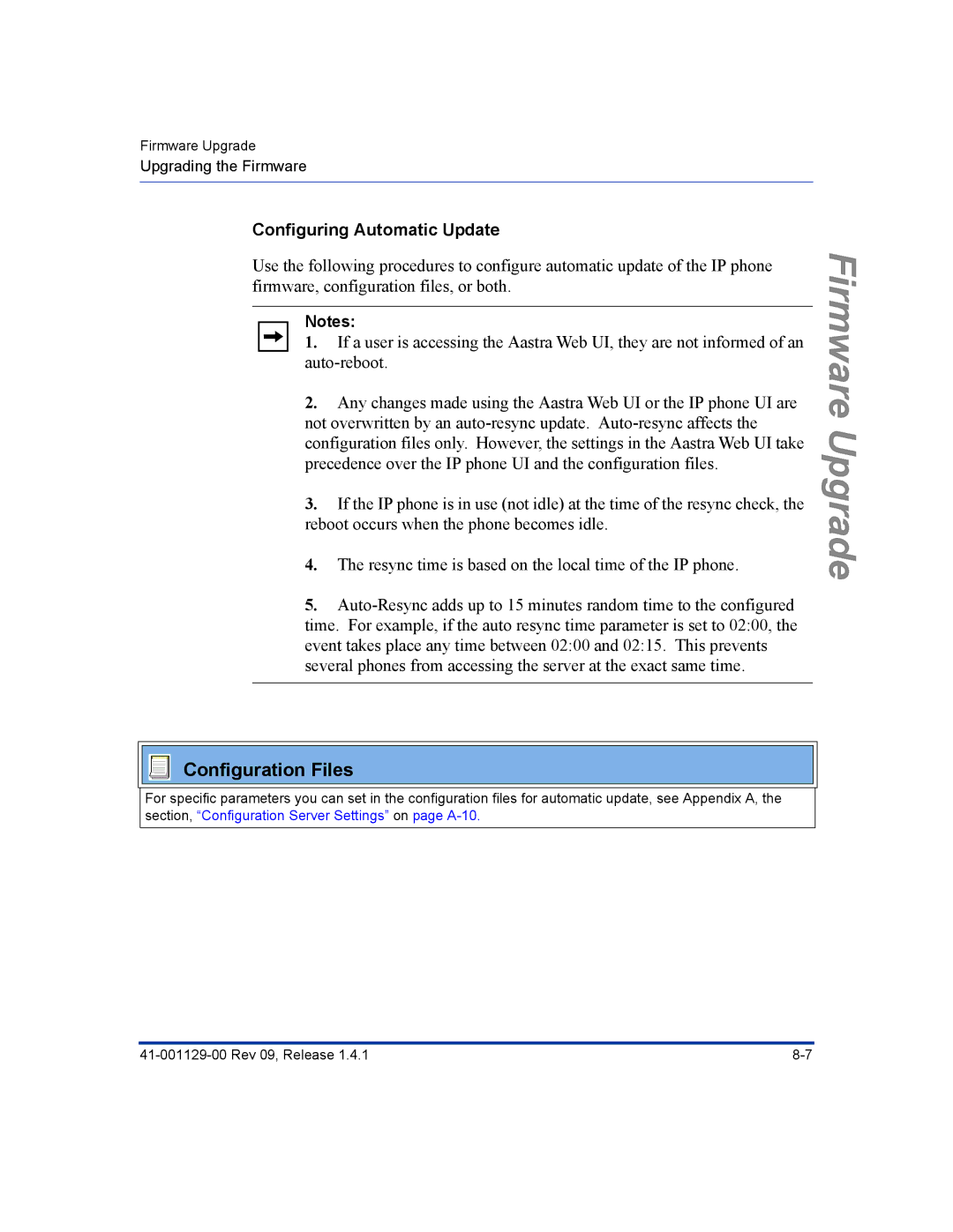 Aastra Telecom 480I CT manual Configuring Automatic Update 